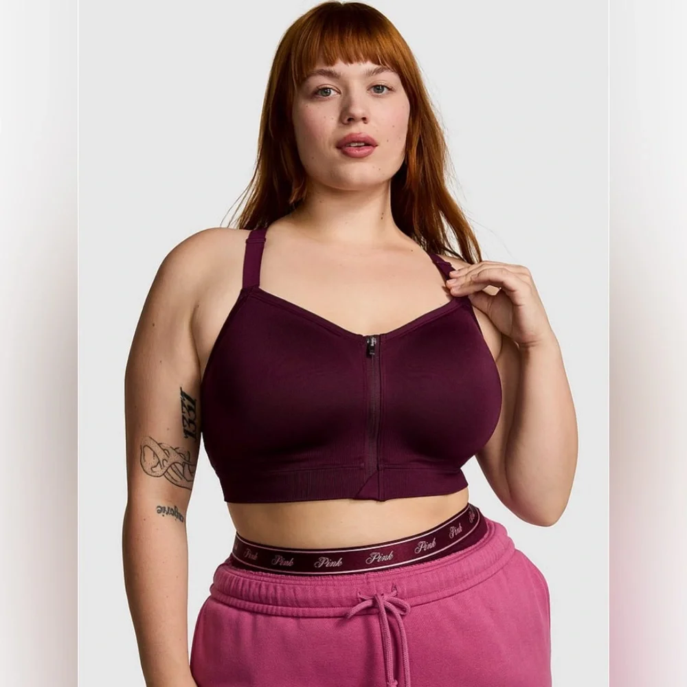 PINK Victorias Secret Large-DD Seamless Air High-Impact Sports Bra Wild Rose-NWT